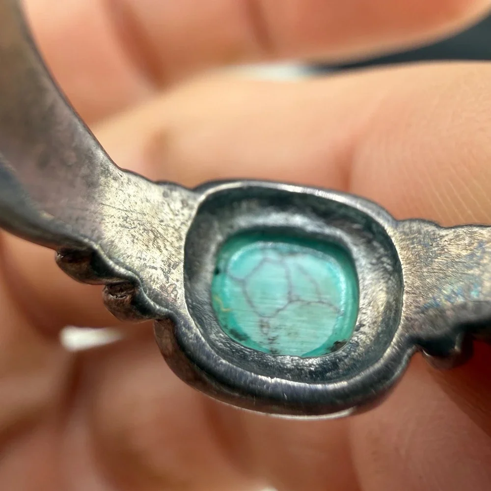 Vintage Ring Sterling Silver Signed CW Polished Stone 6.75